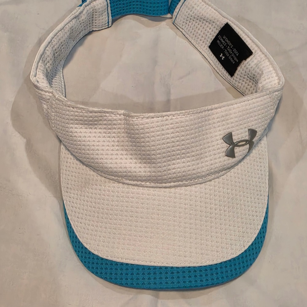 Under Armour Visor Womens OSFA White Blue Excellent Mesh Adjustable Sport